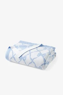 LoveShackFancy Bow Throw Blanket - SOFT BLUE View All