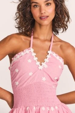 LoveShackFancy Aqua Halter Mini Dress 10 LoveShackFancy Aqua Halter Mini Dress