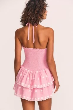 LoveShackFancy Aqua Halter Mini Dress 12 LoveShackFancy Aqua Halter Mini Dress