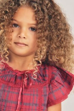 LoveShackFancy Girls Flutter Sleeve Mini Gown