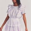 LoveShackFancy Natasha Mini Dress - VIOLET SPLASH HAND DYE