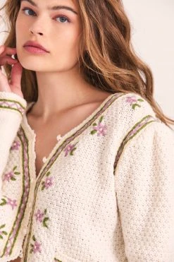 LoveShackFancy Flynn Crop Cardigan Sweater Tops