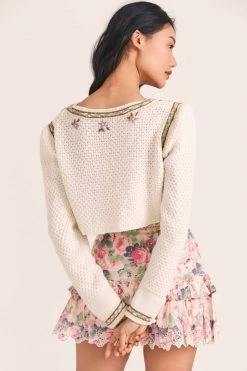 LoveShackFancy Flynn Crop Cardigan Sweater Tops