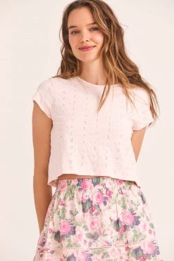 LoveShackFancy Rubin Cropped Tee Tops