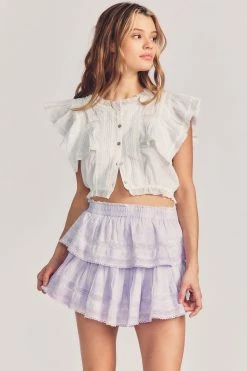 LoveShackFancy Ruffle Mini Skirt - VIOLET SPLASH HAND DYE