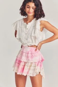 LoveShackFancy Ruffle Mini Skirt - PLUMERIA PINK HAND DYE Sale