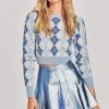 LoveShackFancy Sale Dornie Leather Mini Skirt - METALLIC BLUE