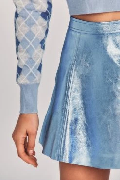 LoveShackFancy Sale Dornie Leather Mini Skirt