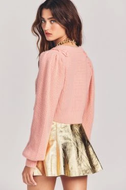 LoveShackFancy Sale Dornie Leather Mini Skirt