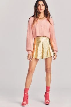 LoveShackFancy Sale Dornie Leather Mini Skirt