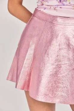 LoveShackFancy Sale Dornie Leather Mini Skirt