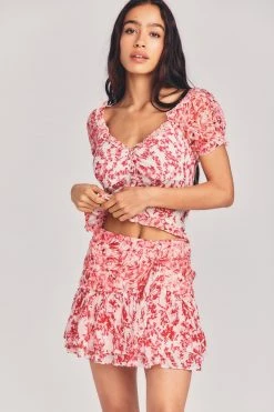 LoveShackFancy Rhodes Silk Mini Skirt Sale