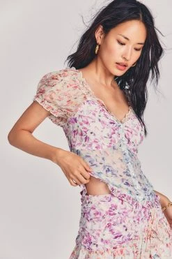 LoveShackFancy Bryant Silk Top - SWEET KISSES Sale